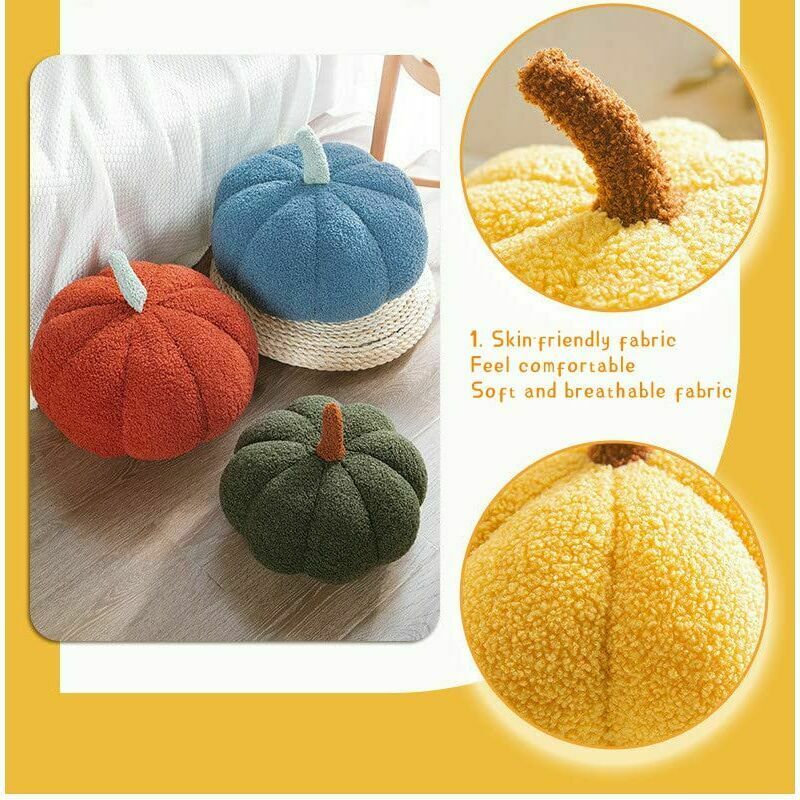 Cuscino in peluche di zucca, cuscino di zucca in peluche soffice ultra morbido da 20 cm, cuscino autunnale per Halloween/Ringraziamento bianco - 5