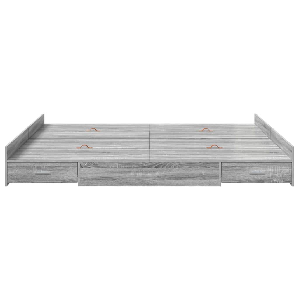 Cadre de lit avec rangement et porte, gris, pour la chambre, 180 × 200 cm - 5