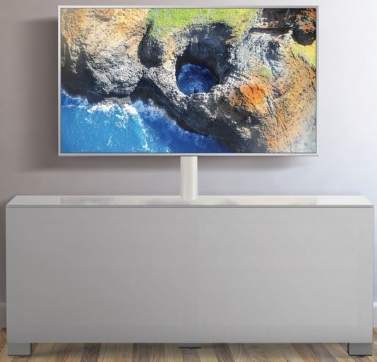 Meuble TV bois blanc et tissu Axel 120cm Leroy Merlin