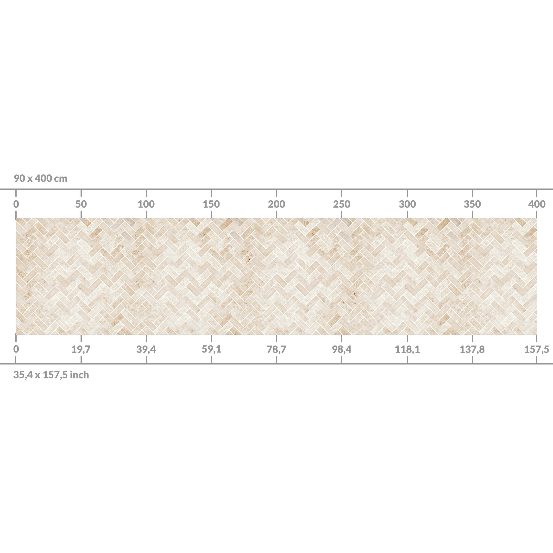 Panneau mural pour salle de bain - Carrelage en marbre à chevrons - Beige 50 x 90 cm - 5