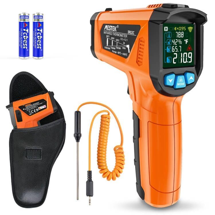 Thermomètre Infrarouge Laser -50°C à 600°C - Écran LCD Couleur, Émissivité Réglable - Pour Cuisine Et Industrie