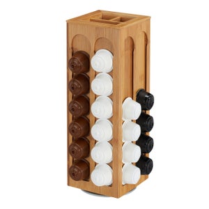 Relaxdays Distributeur Capsules Dolce Gusto Rotatif En Bambou - Porte-Capsules Élégant 40,5x14x14 Cm