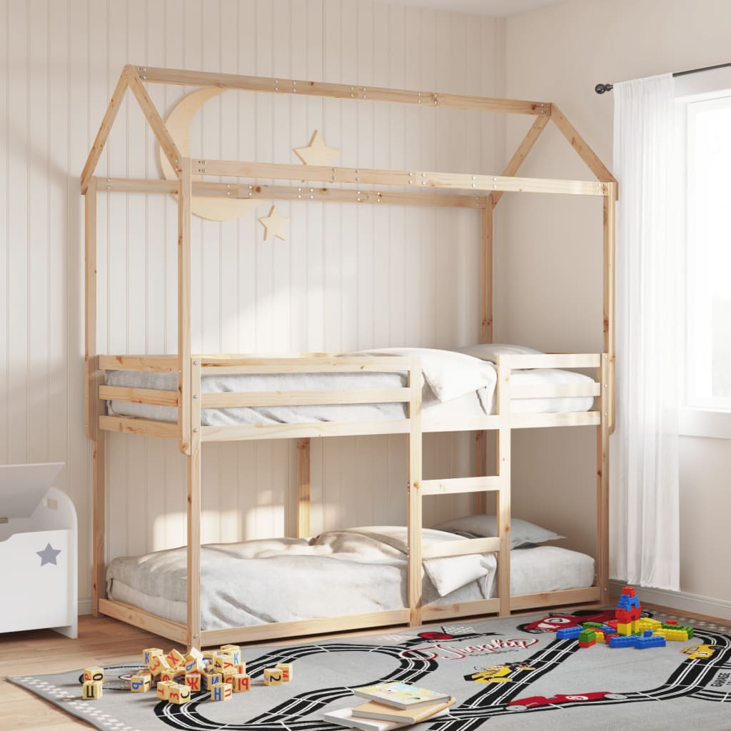 Lit superposé avec toit en pin massif 75x190 cm — COMFORTXL - 2