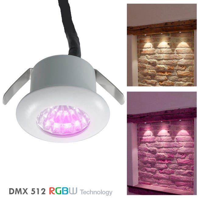 Mini foco LED RGB RGBW SPOT empotrable 25mm 2W 24V sincronizado DMX512 ...