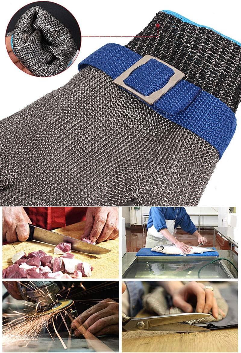 Gants de protection pour la découpe, le hachoir et le traitement de la viande, en acier inoxydable résistant aux coupures L (un gant) - 4
