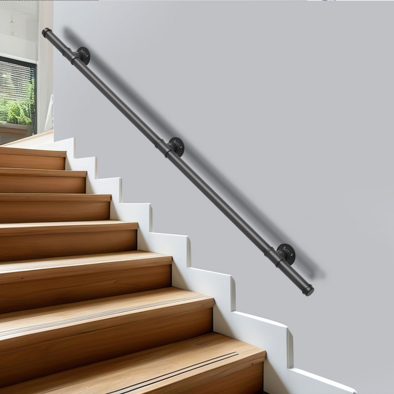Main Courante En Métal 75 Cm – Rampe D'escalier Pour Terrasse Et Balcon – Garde-corps Contemporain Noir Résistant Aux Intempéries