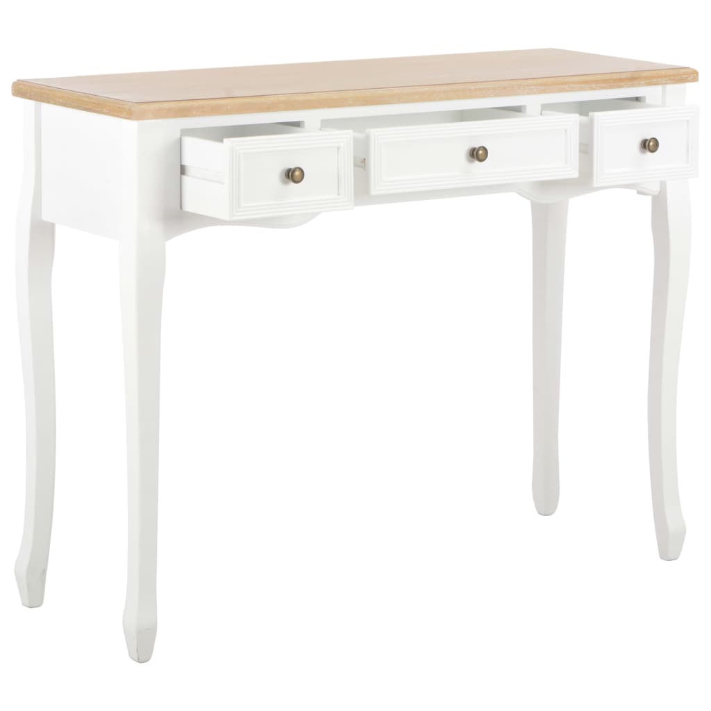 Table De Console Et Coiffeuse Avec 3 Tiroirs Blanc - Table Basse Meuble Rangement Table Dappoint Commode Coiffeuse Home Living 83656520