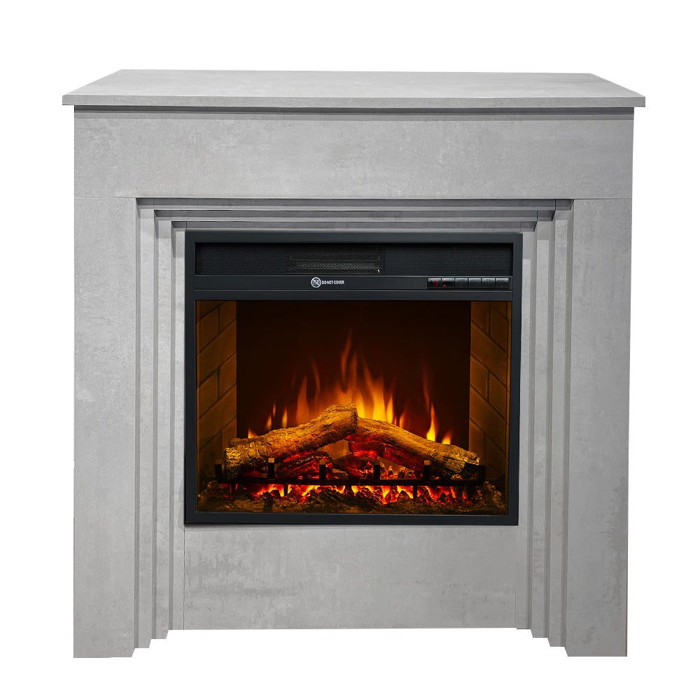 Kominek elektryczny BELLINI z efektem betonu, wyprodukowany we Włoszech, dł. 96 x gł. 35 x wys. 96 cm.