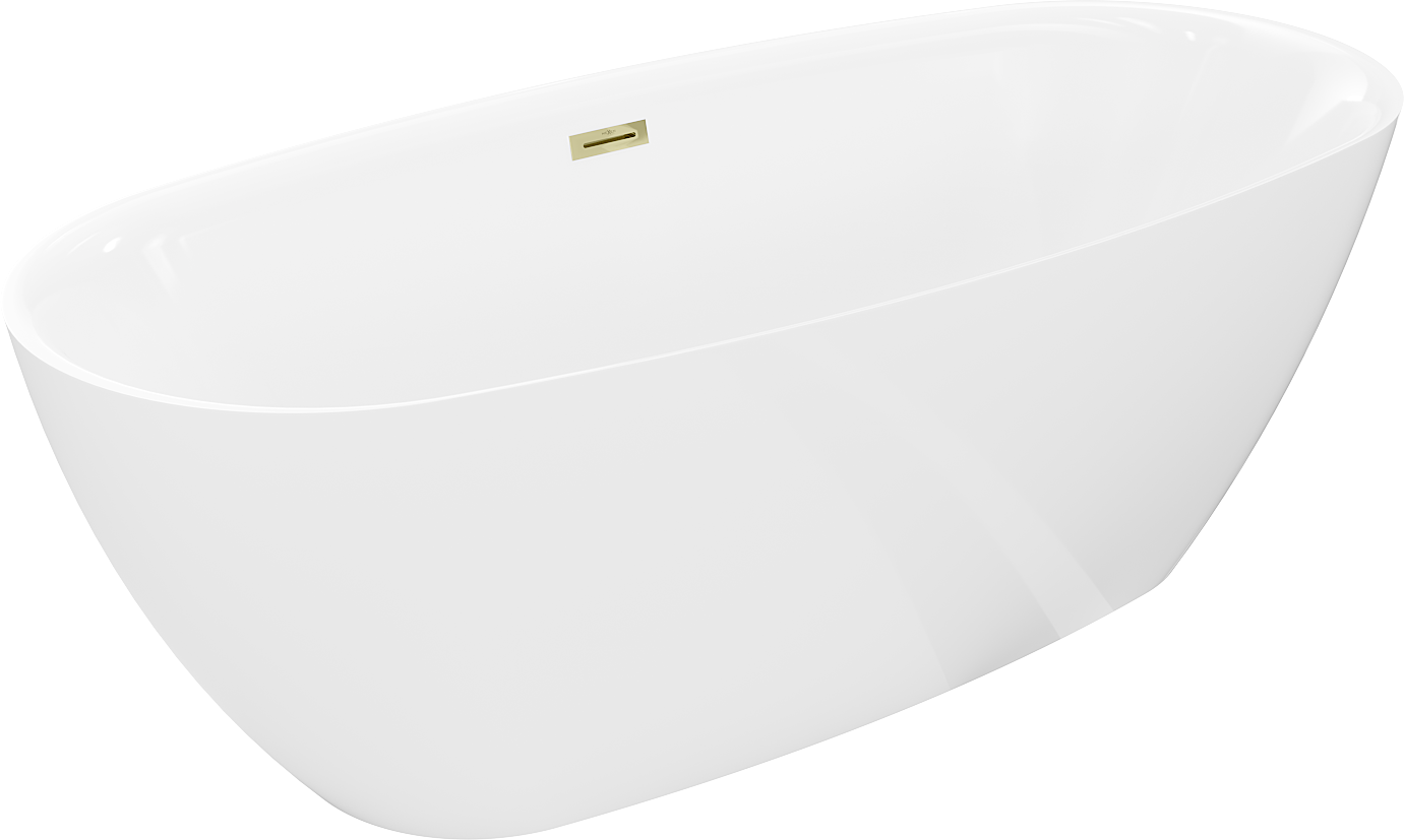 Mexen Luvo Slim wanna wolnostojąca 170 x 75 cm, biała, przelew złoty - 52801707500-50