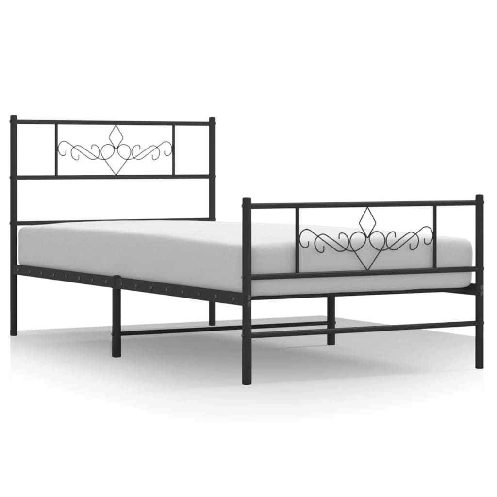Łóżko Metalowe Rama Łóżka Ze Stelażem Do Pokoju Sypialni Czarna 80x200 cm