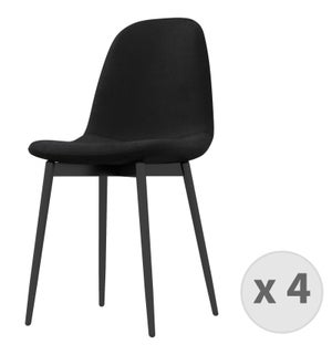 Chaise De Salle à Manger Arianna En Velours - Lot De 4 - Pieds Métal - Couleurs Assorties