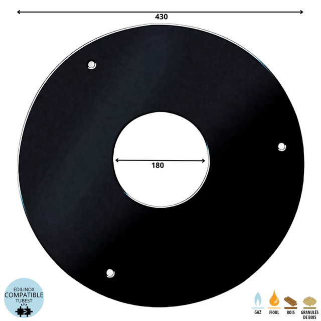 Rosace d'élément de finition conduit double paroi isolé Edilinox - Diamètre 130 mm