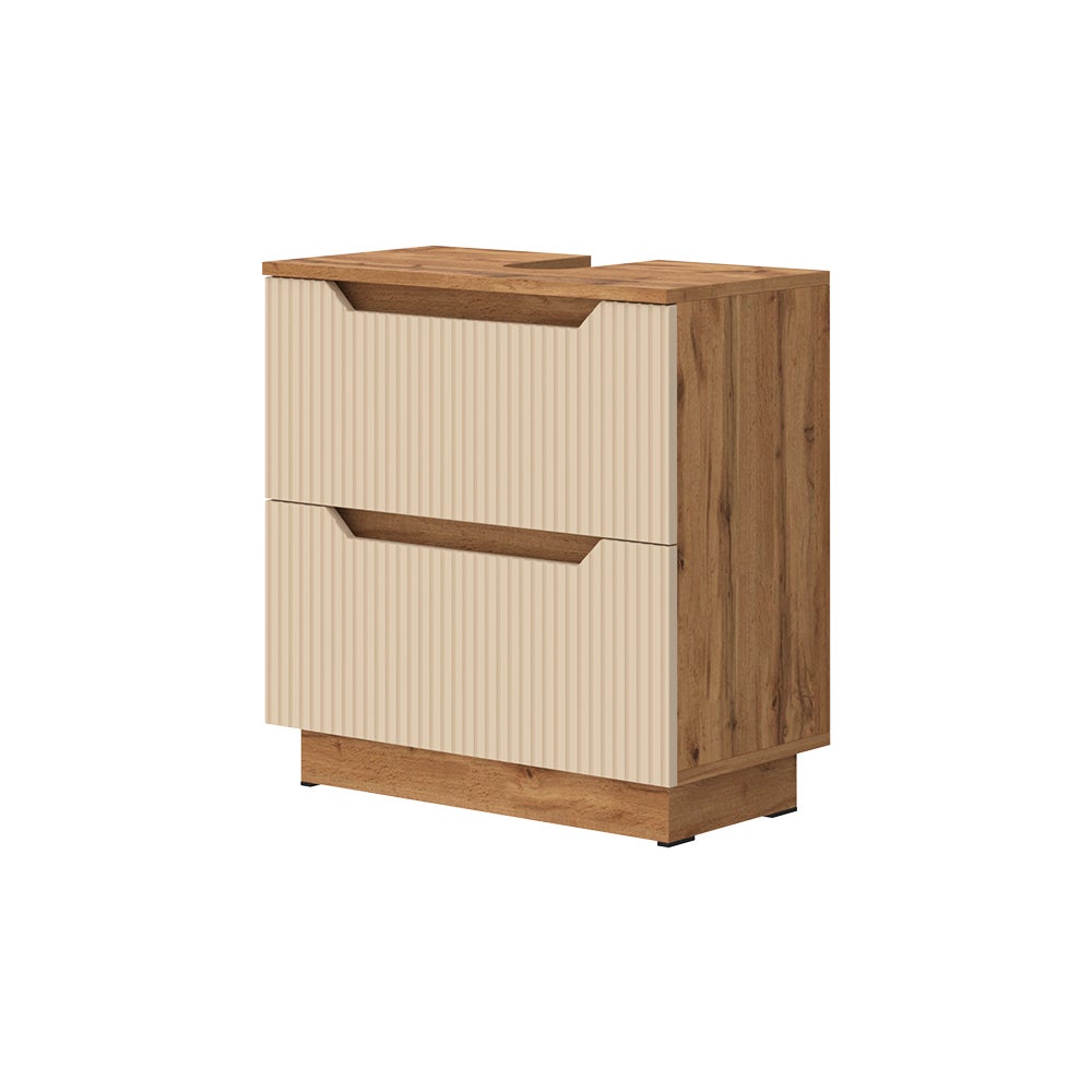 Vicco Szafka na wannę Lotta, Dąb/kaszmir w paski, 59.8 x 62.5 cm z 2 szufladami