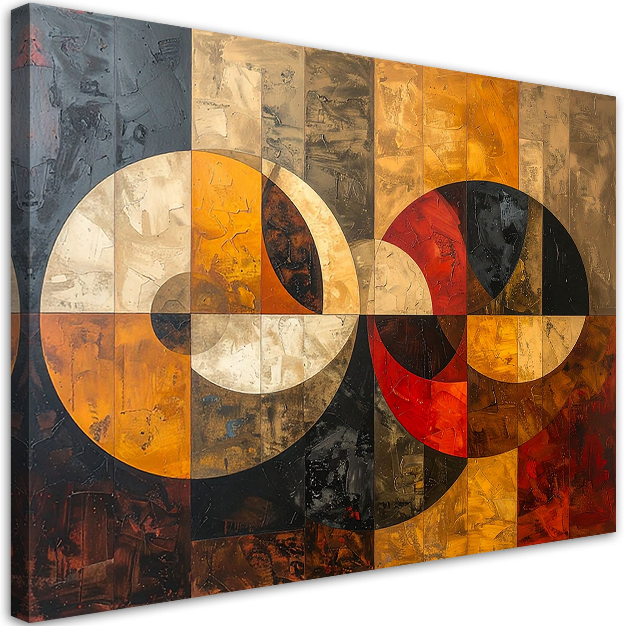 Obraz do salonu sypialni, Abstrakcja Geometryczna w Odcieniach Ziemi 45x30