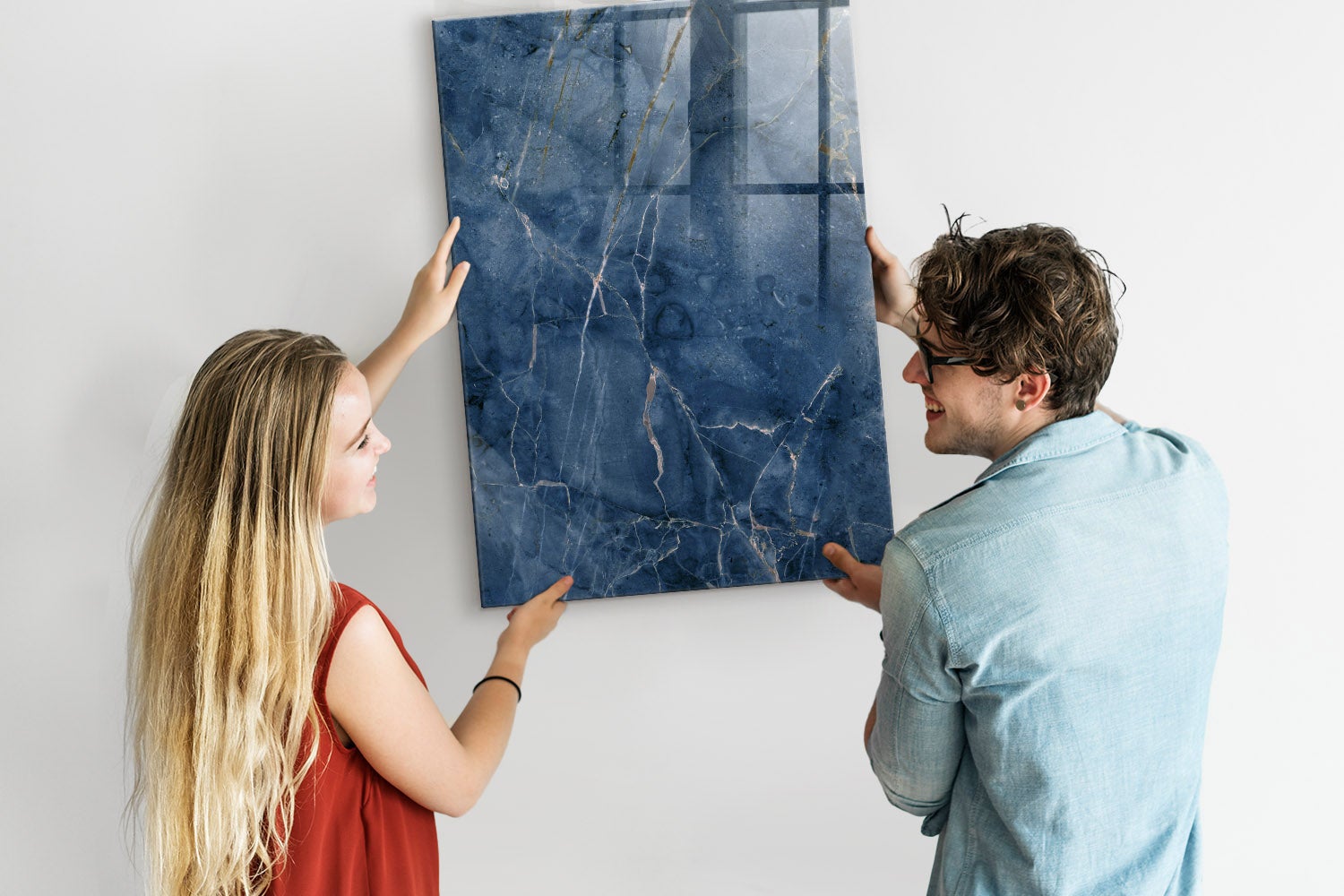 Tableau magnétique mural, Tulup - 70x100 cm - Marbre décoratif, 5 aimants, une éponge, un marqueur blanc - 2
