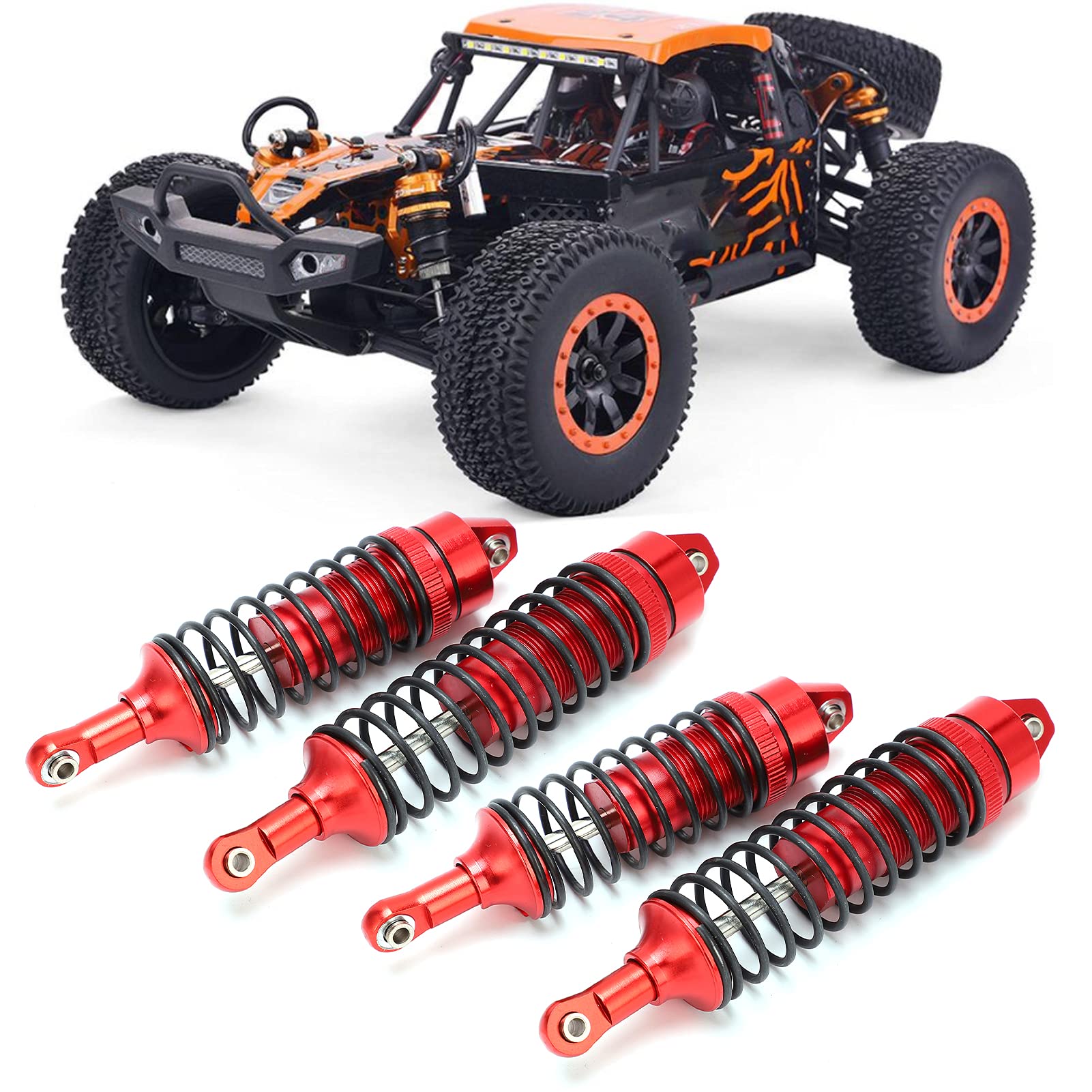 Set ammortizzatori anteriori posteriori per Traxxas Slash 4x4/Huanqi 727 Mountain Rat Truck (rosso) - 5