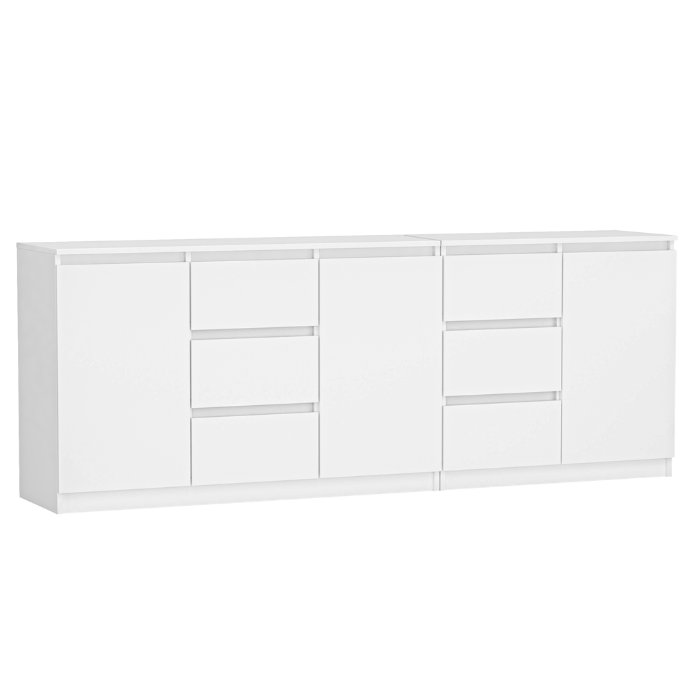 Komoda Topeshop Zestaw Costa 6 Szuflad 3 Drzwi Szafka Biel 40x200x75 cm