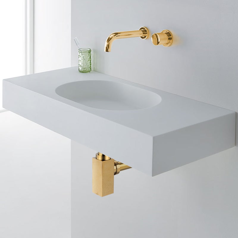 BALNEO - siphon de lavabo rond en laiton doré - siphon de salle de bain moderne - 3