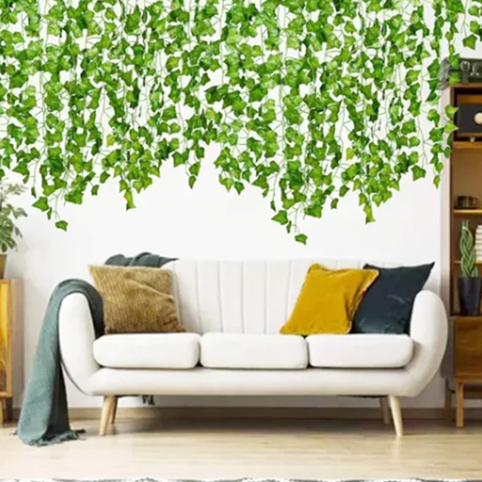 Hiedra artificial decorativa 12 piezas colgante con hojas verdes de eucalipto – ComfortXL - 7