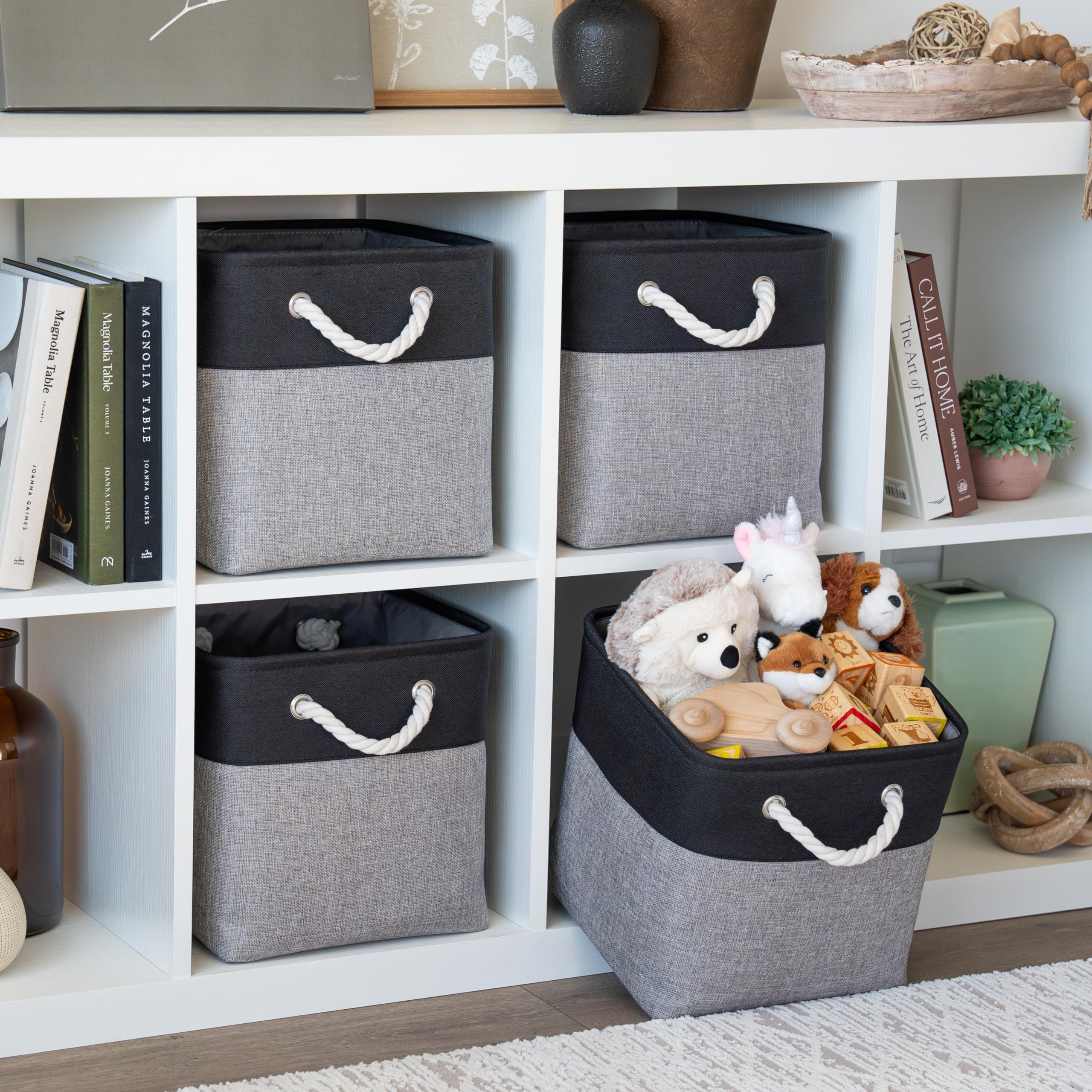 3PACK Cesta de lavandería de lino de gran capacidad para almacenamiento y organización, perfecta para el organizador de almacenamiento del hogar - 3