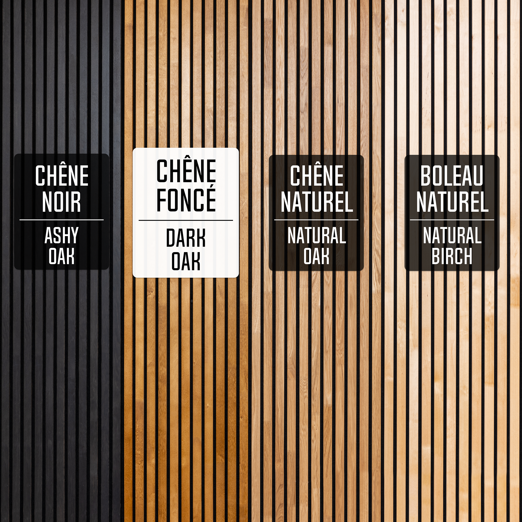 Panneau Tasseau Acoustique en Bois - Bois de Bouleau Massif - 2400x600mm - Lattes 40mm, Support en Feutre Noir - 9