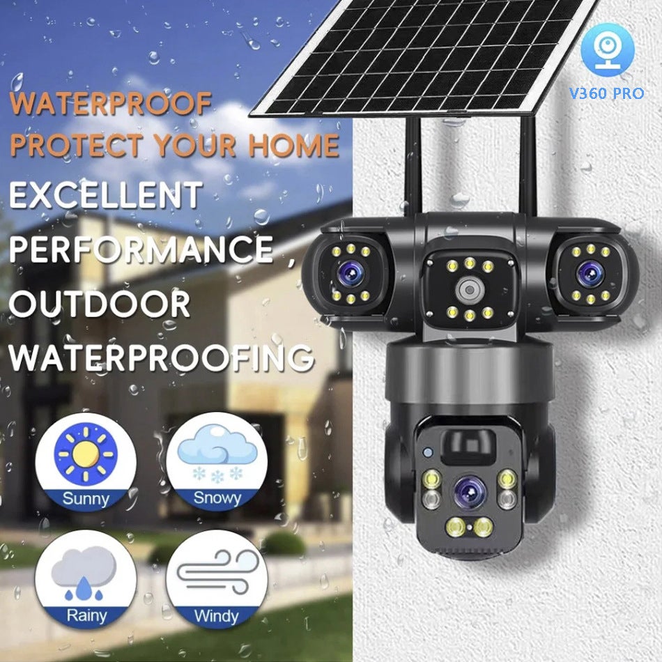 MOORLE Caméra de surveillance extérieure solaire - 4G, rotation à 355°, détection humaine PIR, vision nocturne, surveillance à distance, IP66 - 8