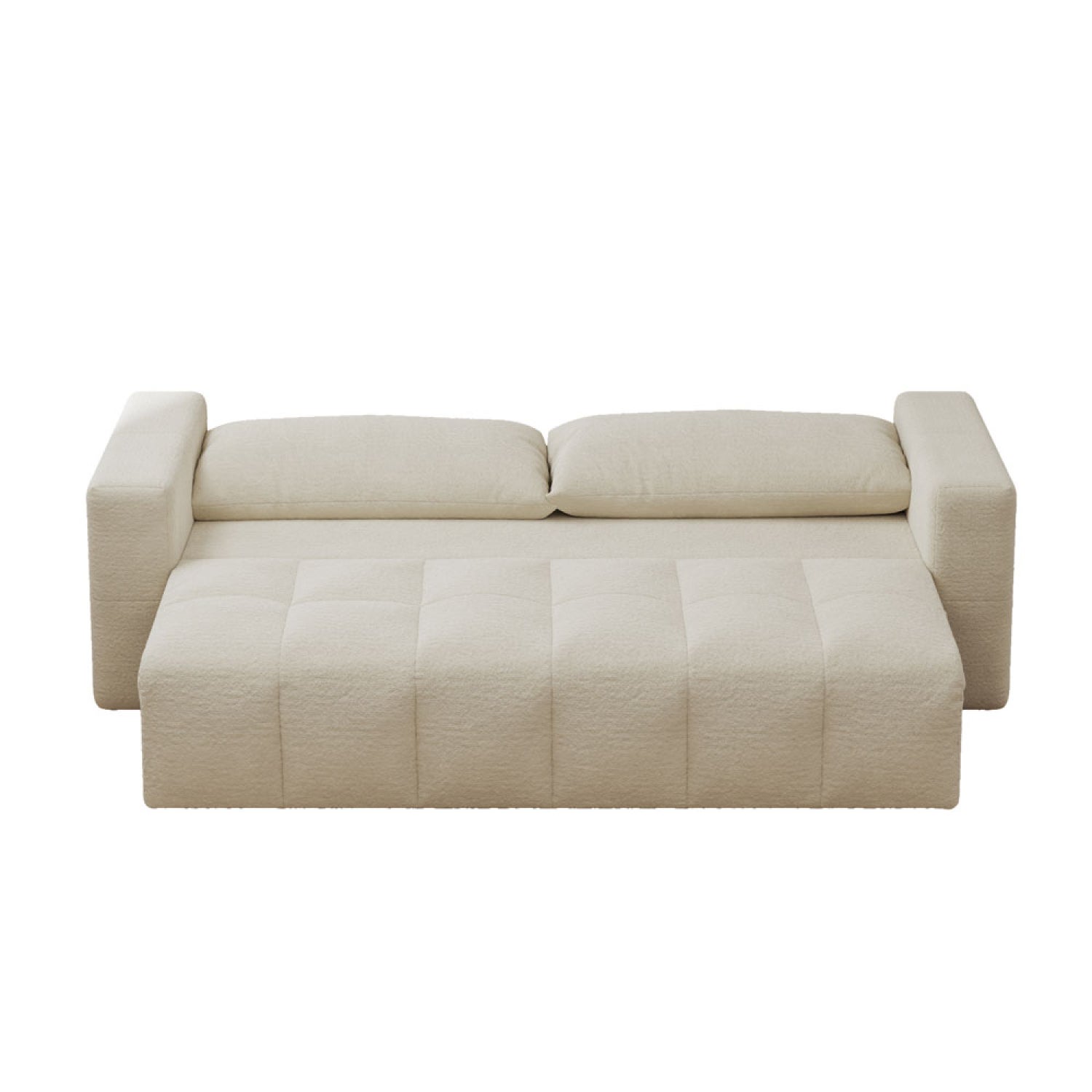 Canapé convertible 3 places avec coffre en bouclette beige CANTERBURY - 7