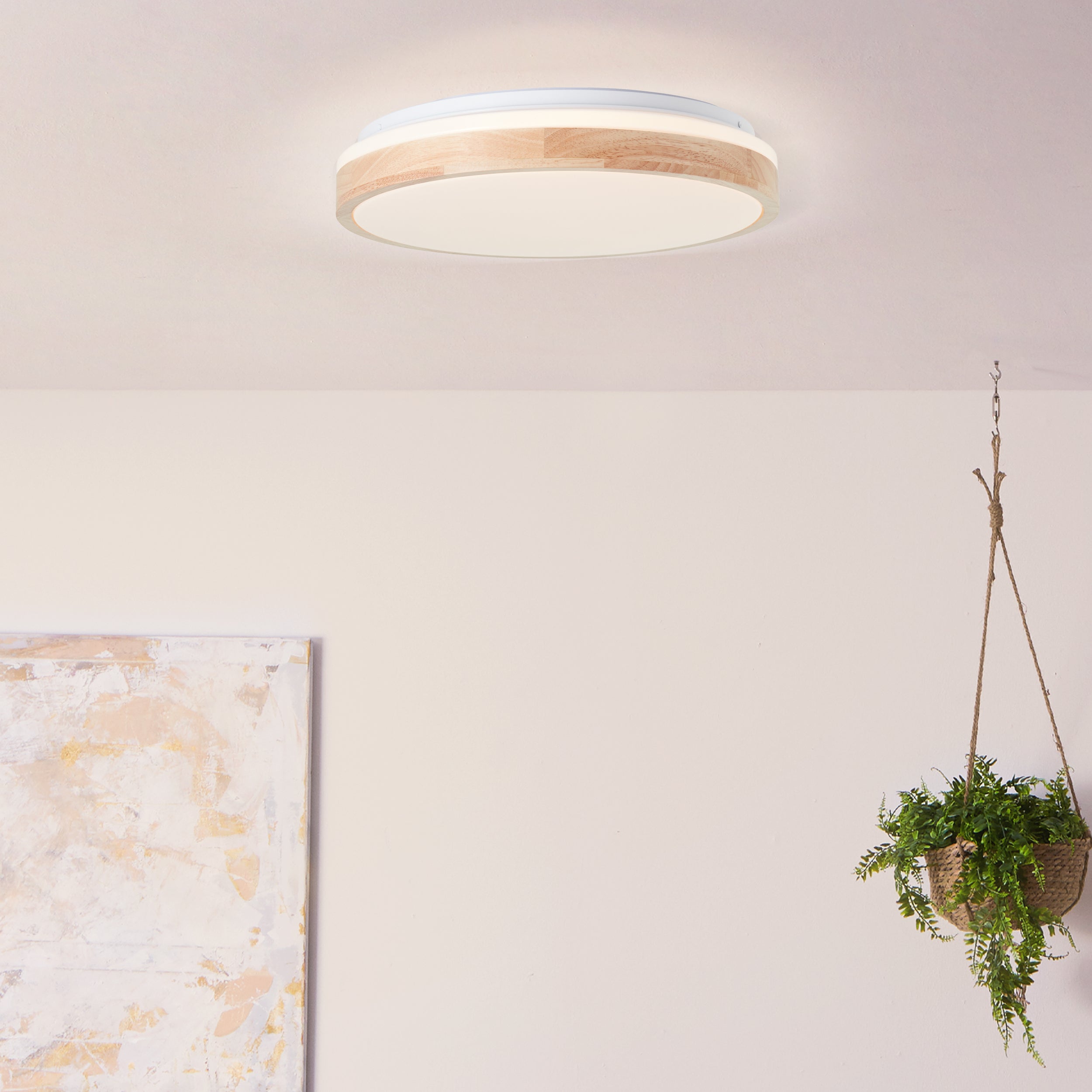 Brilliant Brodsky LED lampa sufitowa 38cm jasne drewno/biały, metal/drewno, 1x zintegrowana dioda LED, 24 W, (strumień świetlny: 2500 lm, barwa światł - 6