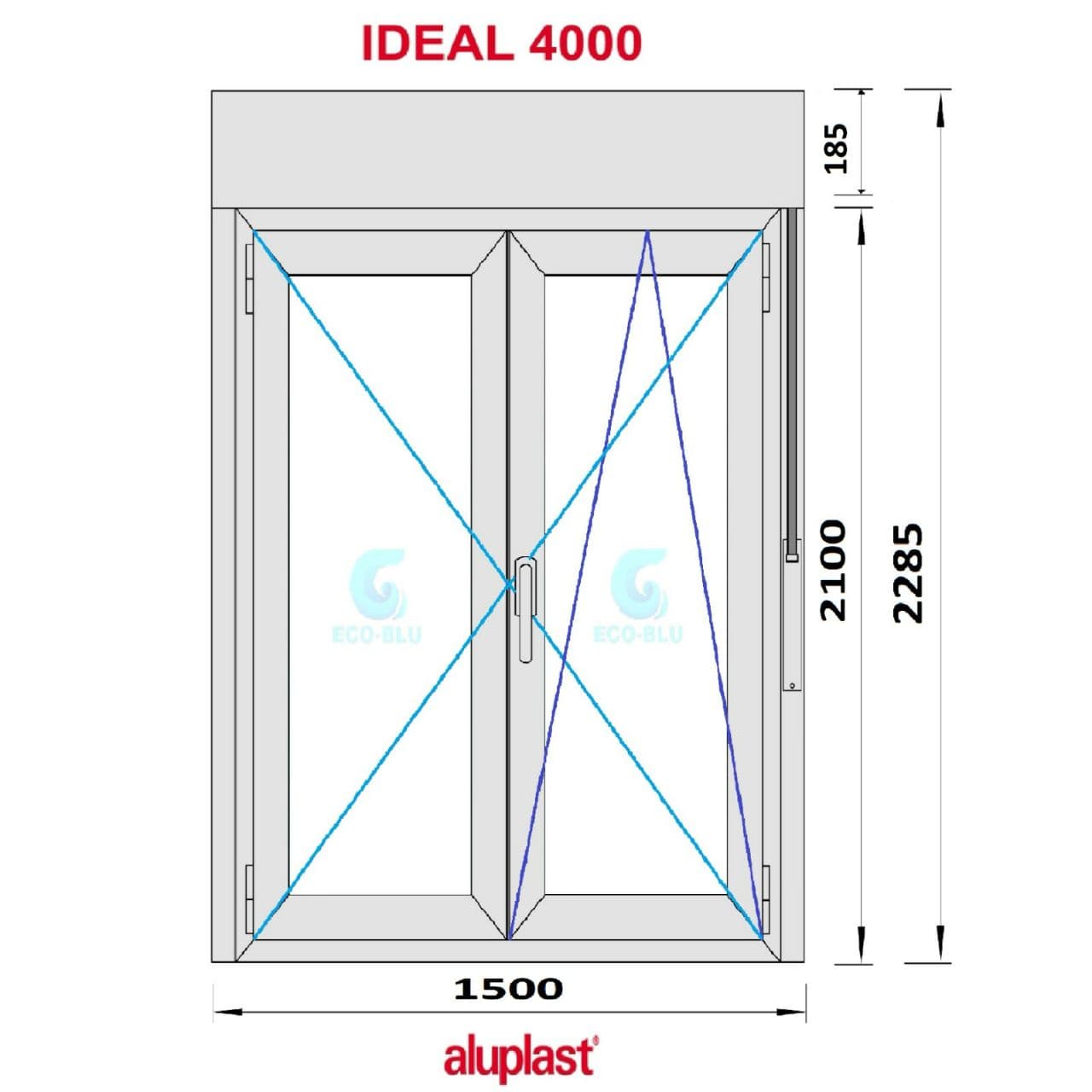 Balconera PVC 1500x2285 Blanca 2 Hojas Oscilobatiente con Persiana Vidrio Transparente - 2