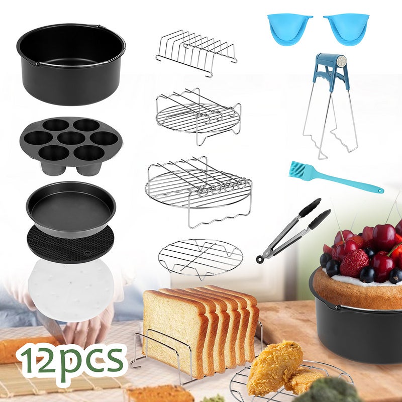 Kit Accessori Universali Per Friggitrice Ad Aria, 5 Pezzi In Metallo E Silicone, Antiaderente - 4