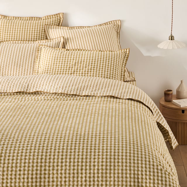 Housse couette coton seersucker Cottage absinthe - Absinthe - 140 x 200 cm