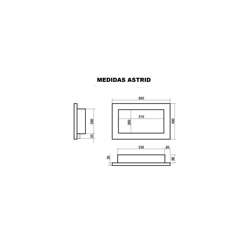 Chimenea de bioetanol Modelo Astrid Negro con cristal protector 65 cm - 4