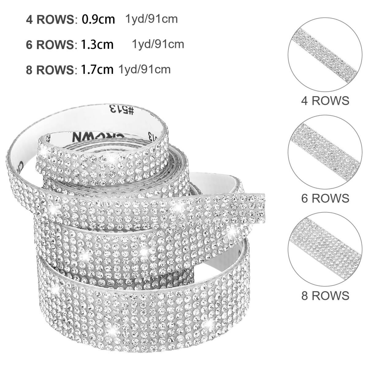 3 rotoli di nastro autoadesivo con strass, nastro con strass da cucire, nastro glitterato, pietre scintillanti, argento | Leroy Merlin