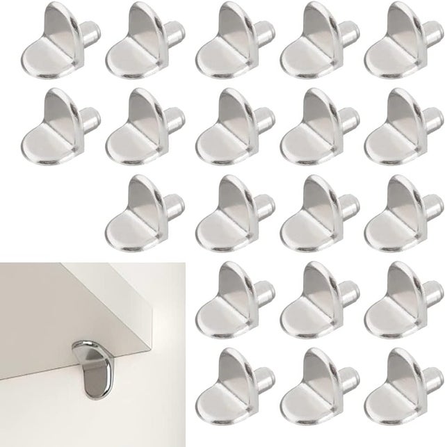 20 Pièces Chevilles de Support d'Étagère, 5mm Taquet Étagère Support en Forme de L en Bois et Verre de Armoire Rangement Meuble Placard Bibliothèque