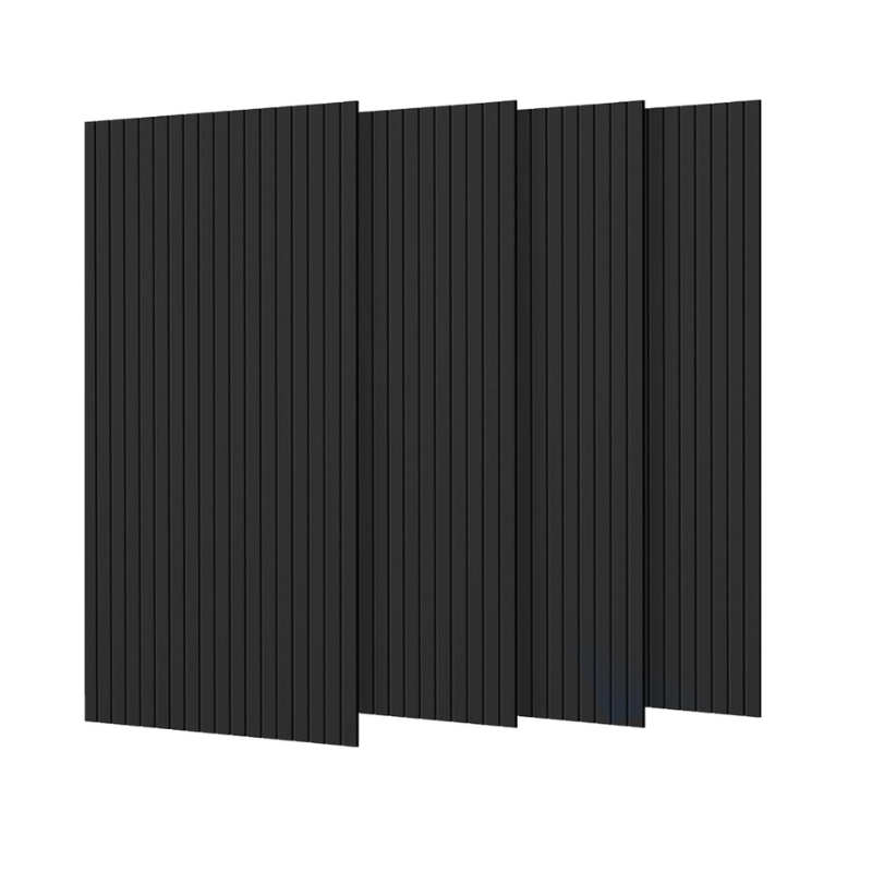 Lot de 4 Panneaux Acoustiques Muraux Bois 240x60x2,2cm - Couleur Noir avec Fond Noir - SILUMEN - 3