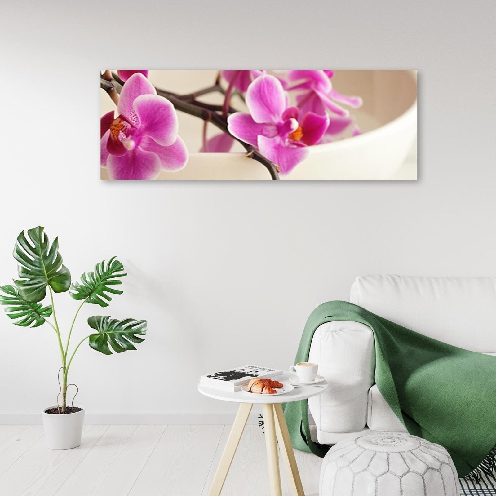 Tableau orchidée rose - 90 x 30 cm - 3