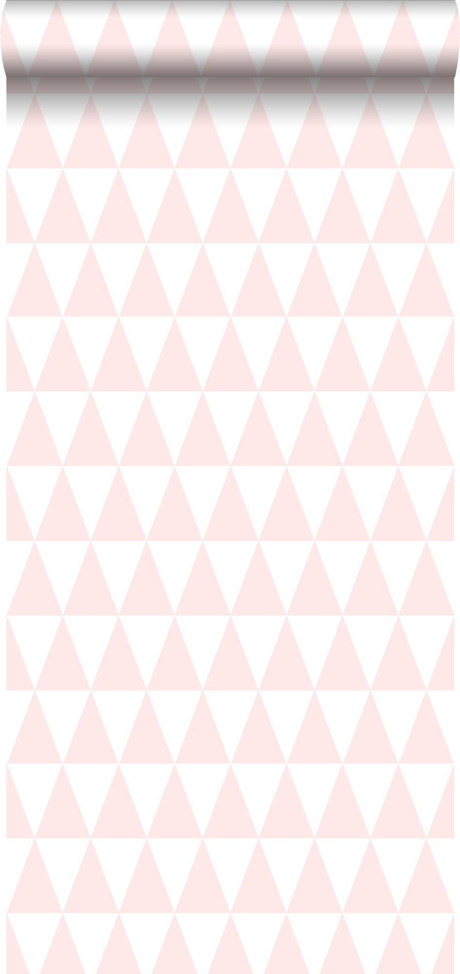 Papel pintado triángulos gráficos rosa claro y blanco - 53 cm x 10,05 m - estahome