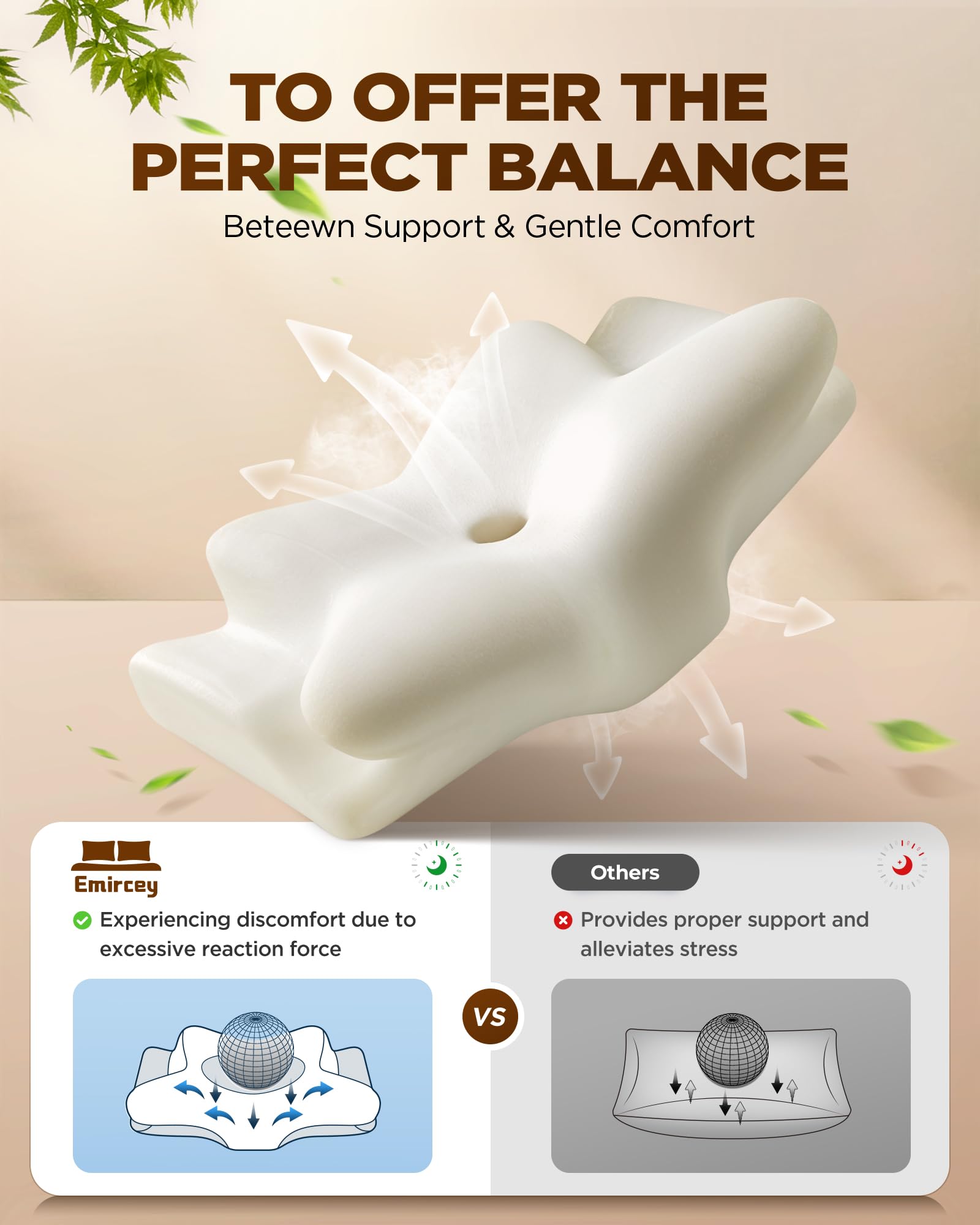 Almofada Cervical para Dormir, Almofada Ergonómica para Dormir de Lado, Almofada Ortopédica para Alívio do Pescoço, Almofada de Costas - 3