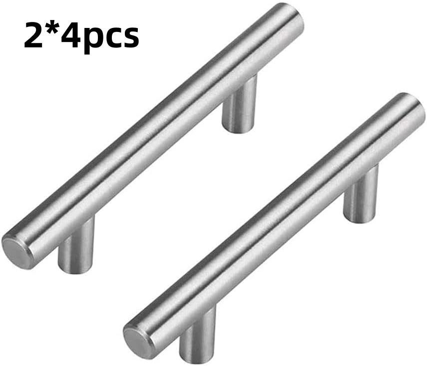 Zestaw 8 uchwytów do drzwi ze stali nierdzewnej (300 x 10 x 32 mm), uchwyty do szuflad do mebli kuchennych, rozstaw osi 192 mm