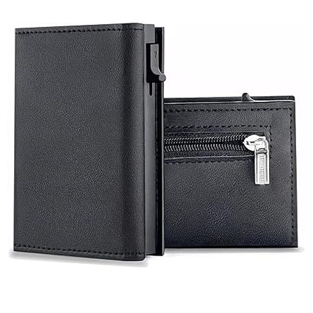 Cartera pequeña de cuero para hombre, con capacidad para 10