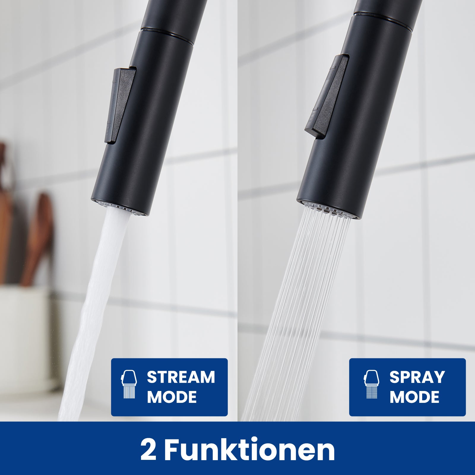 Cecipa max Robinet de Cuisine Extractibl Noir Mitigeur Cuisine avec Douchette Extractible Mitigeur Cuisine d'Évier 2 Modes de Sortie D'eau,EU Modèle - 4