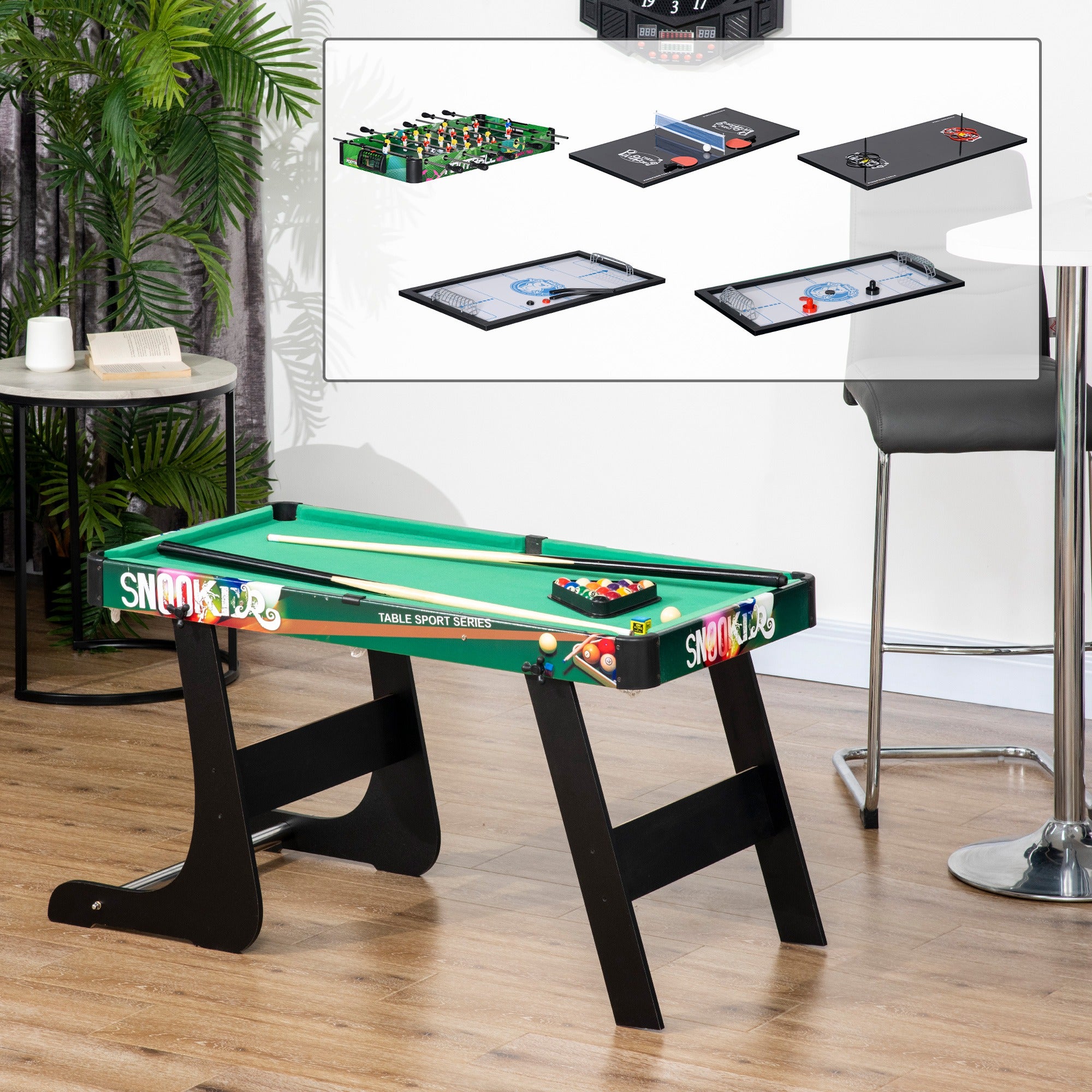 Mesa de Jogos 6 em 1 HOMCOM MDF, Resina e Aço Inoxidável Multicor 118x104x71 cm - 2