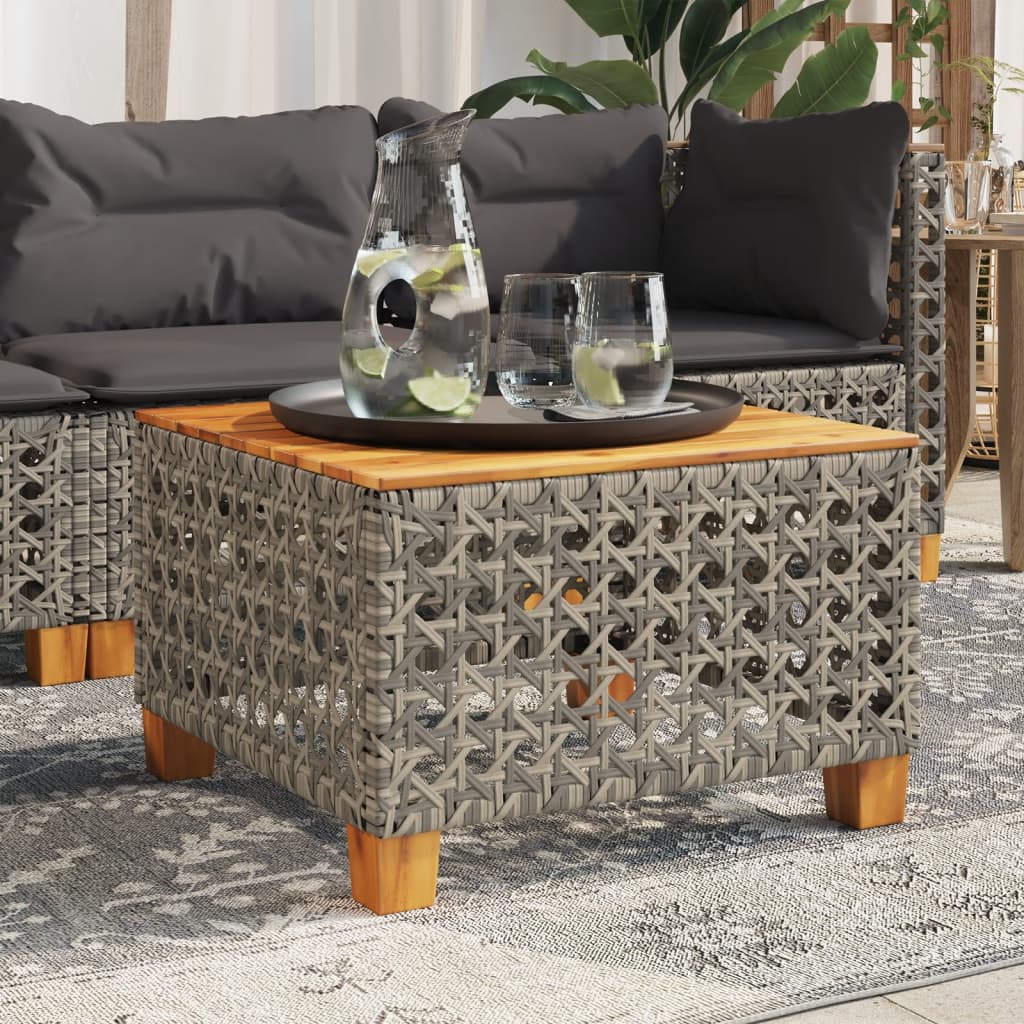 Tavolo da giardino beige mix 38x38x42 cm in rattan e legno di acacia