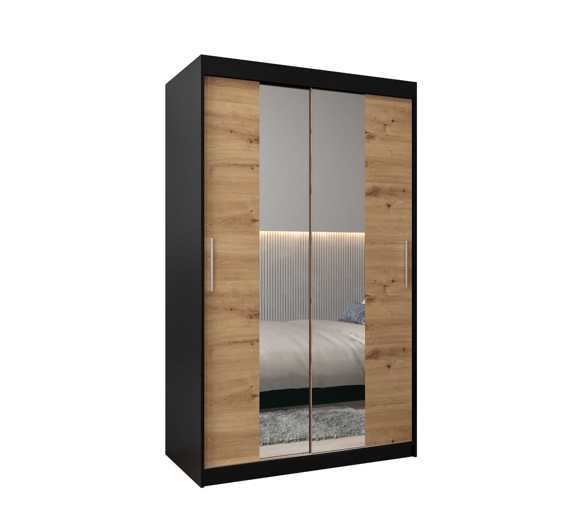 Szafa przesuwna garderoba TOKYO 1 120 x 62 x 200 cm Czarny + Artisan - Abiks Meble