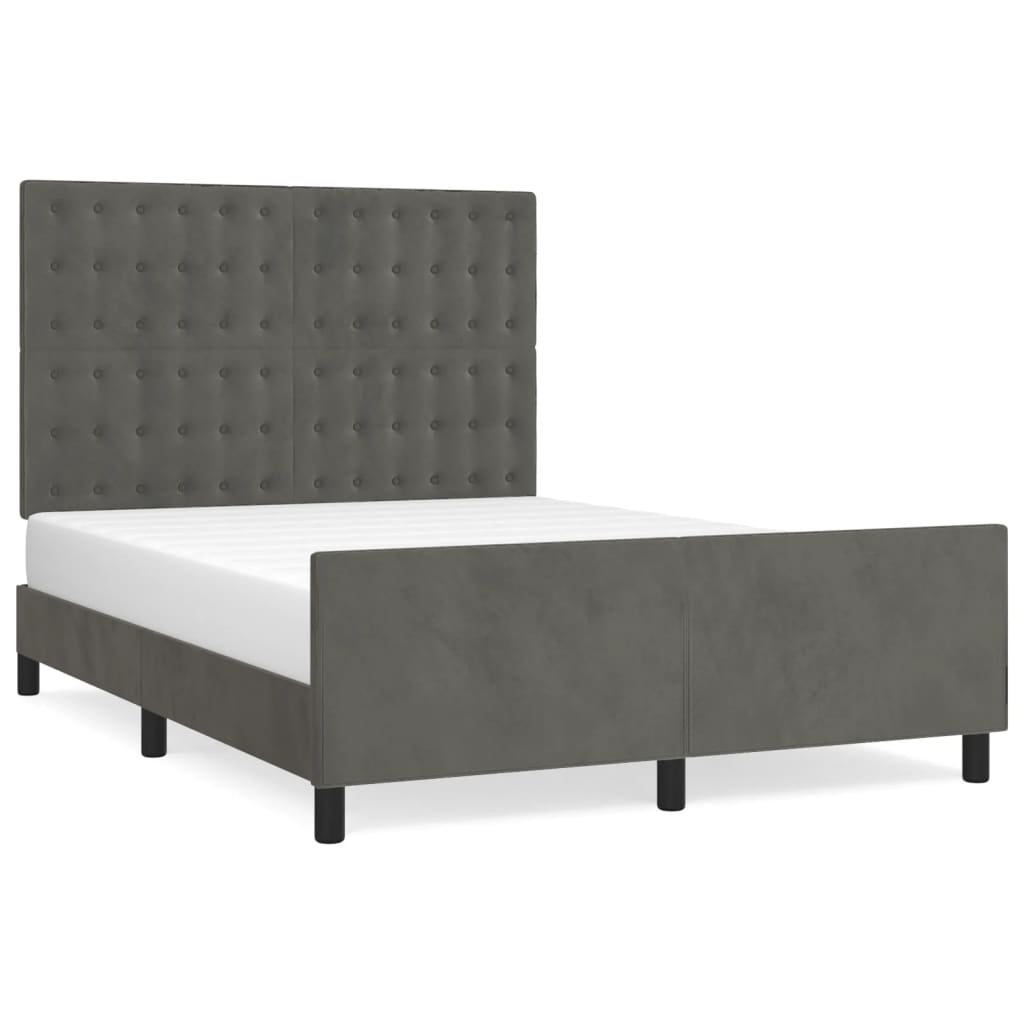 Cadre de lit sans matelas gris foncé 140 x 200 cm velours - 2