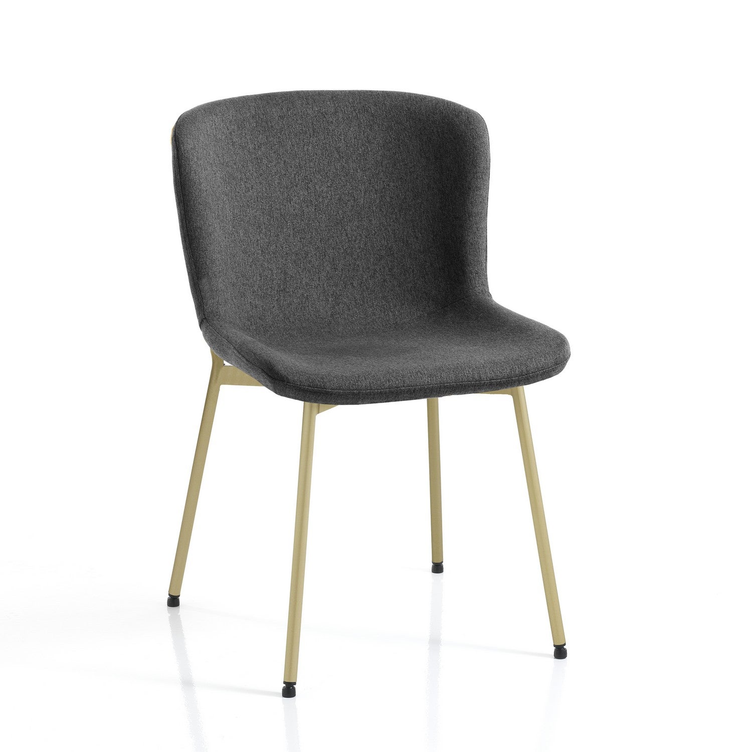 Zestaw 4 krzeseł Snug Grey Gold w szarej tkaninie i złotym metalu, idealny do gabinetu lub jadalni, wys. 80 x szer. 50 x gł. 60 cm