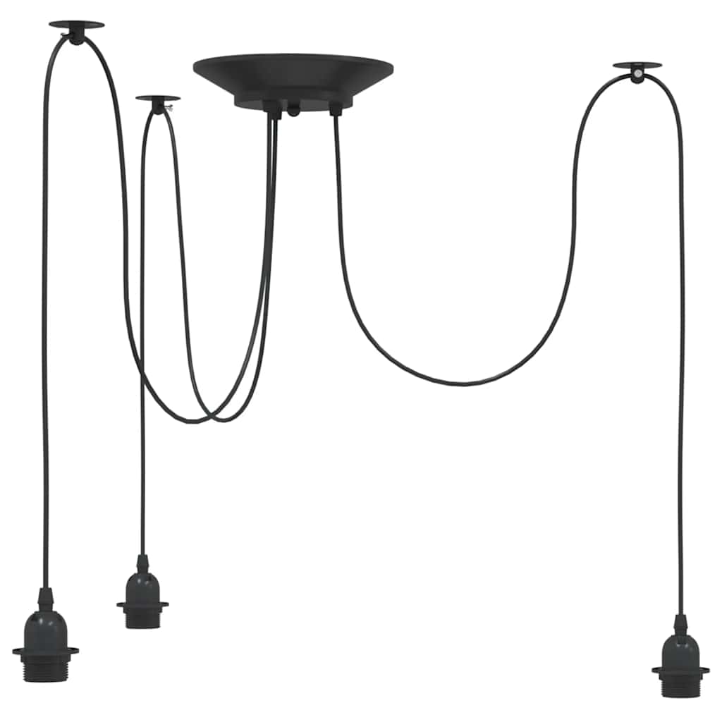 Lampa wisząca z 3 gniazdami E27, metalowa, czarna