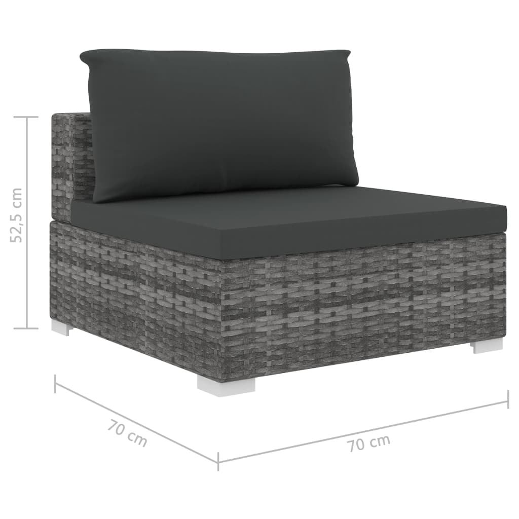 Maison Exclusive - 5 pcs conjunto lounge de jardim c/ almofadões vime PE cinzento - 9