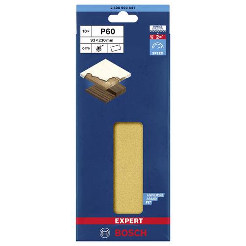 Bosch Professional 10x Carte abrasive Expert C470 senza fori (per Legno duro, Vernice su legno, 93x230 mm, Grana 60, accessorio Levigatrice orbitale) - 3