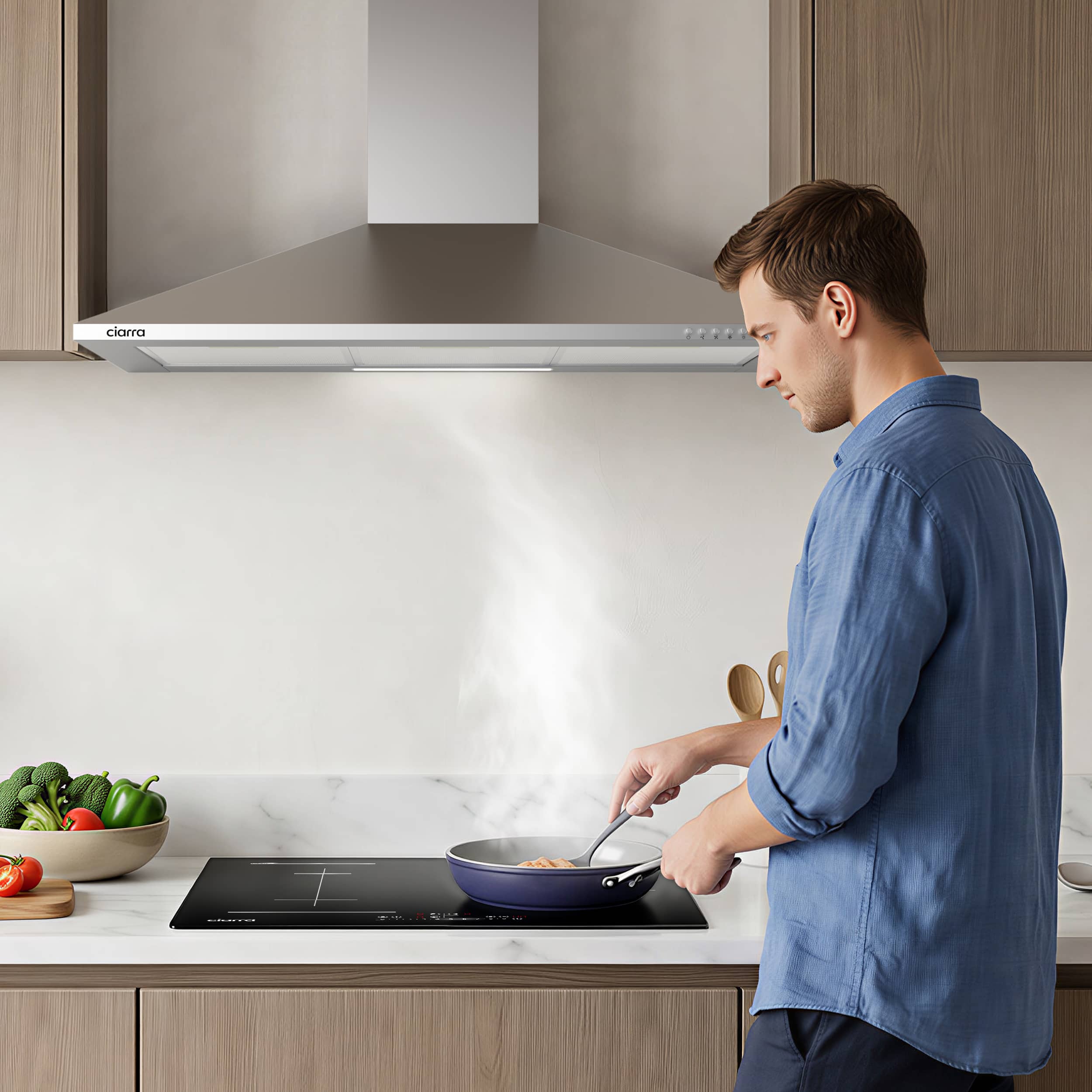 CIARRA Exaustor de parede 90 cm 406 m³/h A++ 3 Velocidades com Filtros de Carvão Extração ou Recirculação Inox 201SS90 - 9